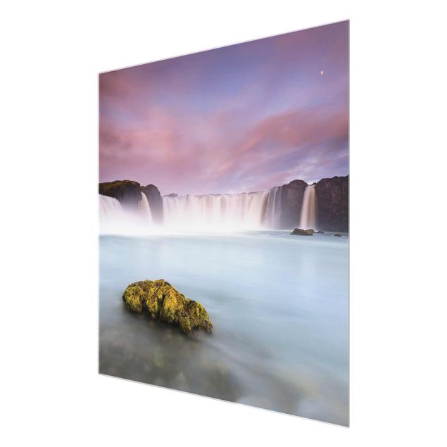 Nature art prints Goðafoss And The Moon