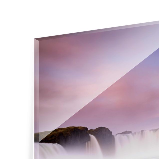 Purple canvas wall art Goðafoss And The Moon