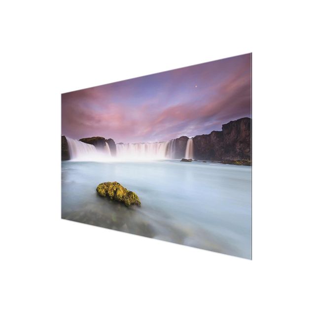 Nature art prints Goðafoss And The Moon