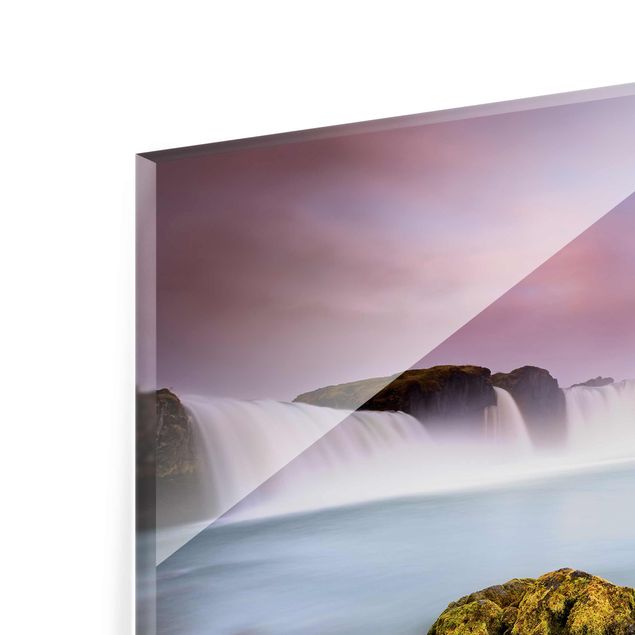 Purple canvas wall art Goðafoss And The Moon