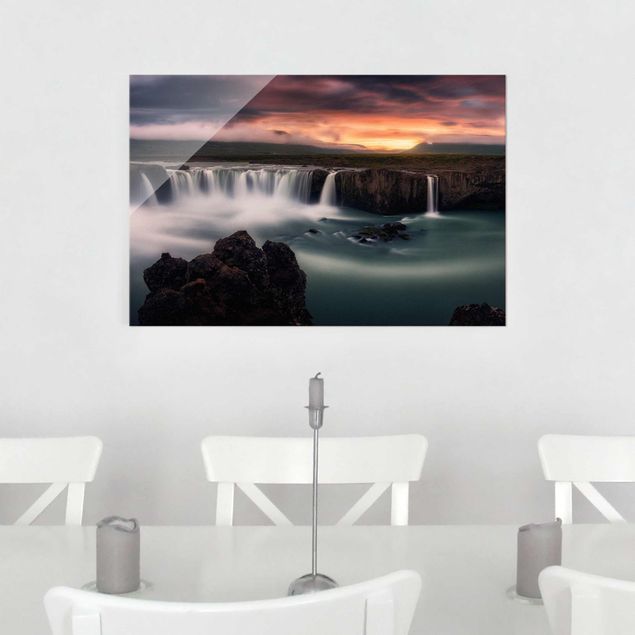 Glass prints waterfall Goðafoss Waterfall In Iceland