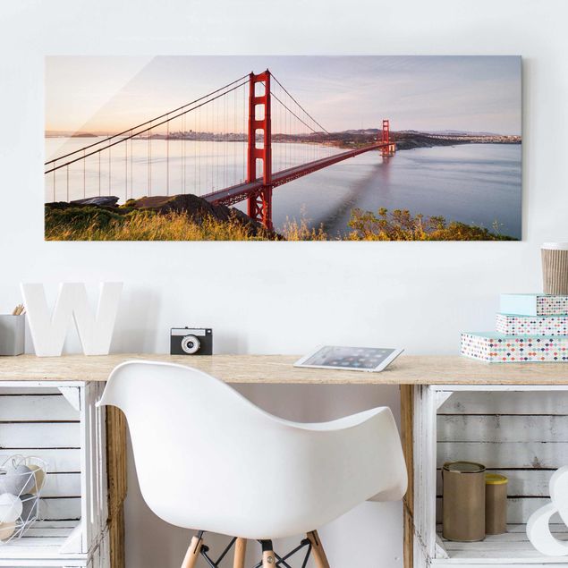 Glass prints architecture and skylines Golden Gate Bridge In San Francisco