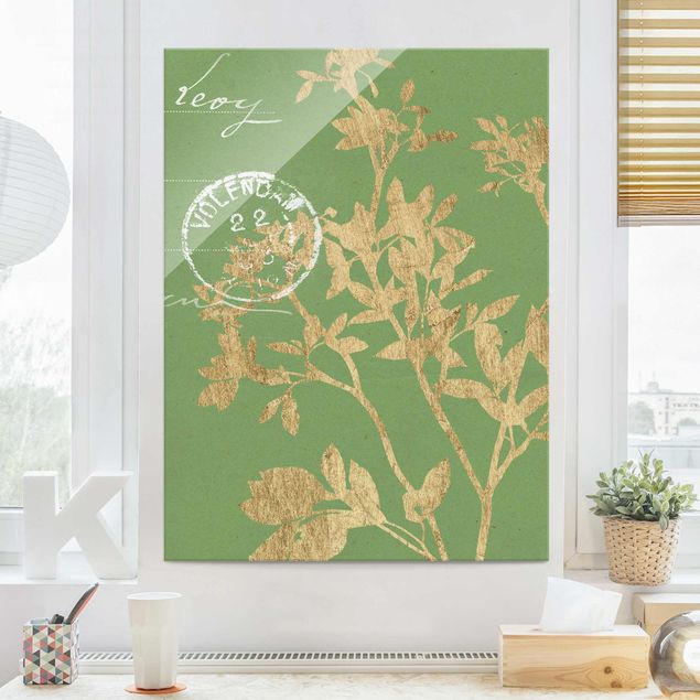 Glass prints flower Golden Leaves On Lind II