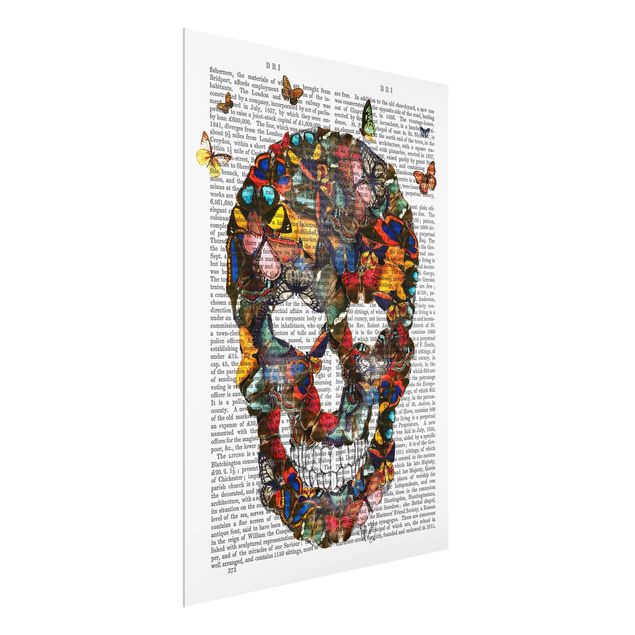 Glass prints pieces Scary Reading - Butterfly Skull