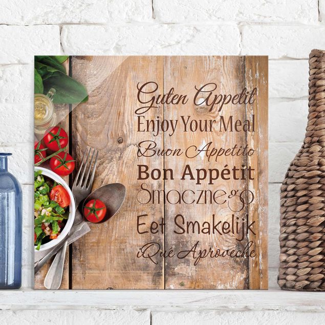 Glass prints sayings & quotes Guten Appetit