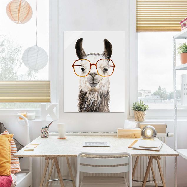 Glass prints pieces Hip Lama With Glasses IV