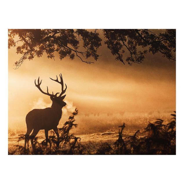 Glass prints landscape Deer In The Winter Forest