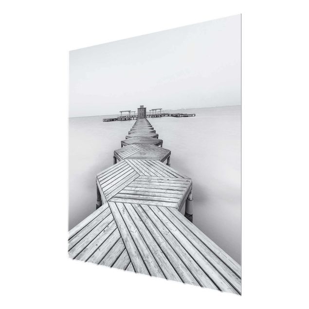 Black and white art Wooden Pier In Black And White
