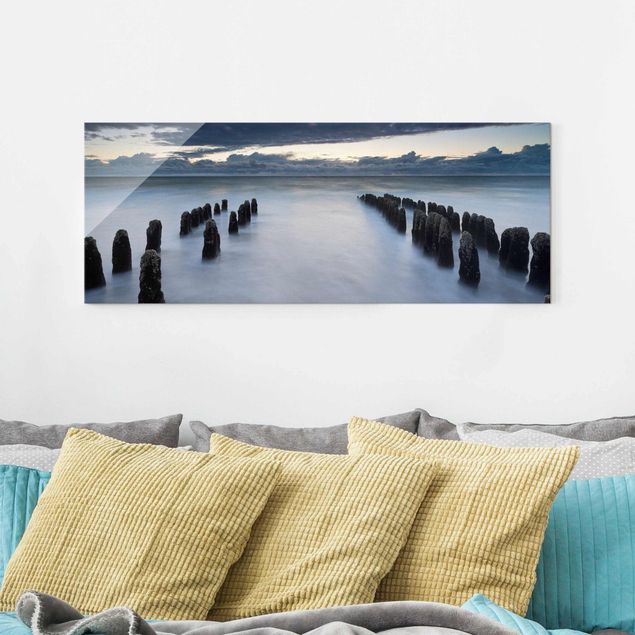Landscape canvas prints Old Wooden Posts In The North Sea On Sylt