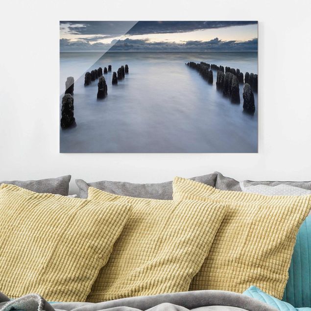 Landscape canvas prints Old Wooden Posts In The North Sea On Sylt
