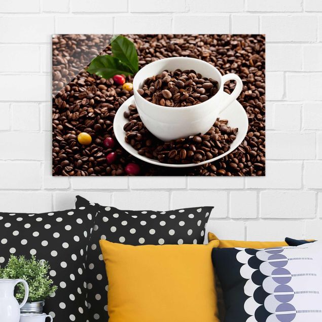 Modern art prints Coffee Cup With Roasted Coffee Beans