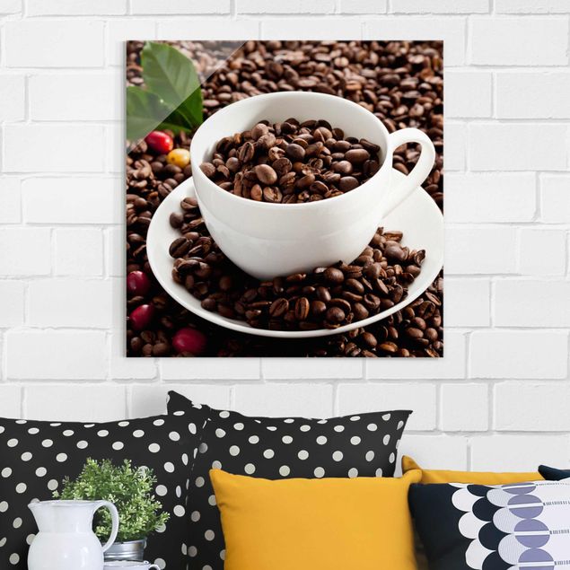 Modern art prints Coffee Cup With Roasted Coffee Beans