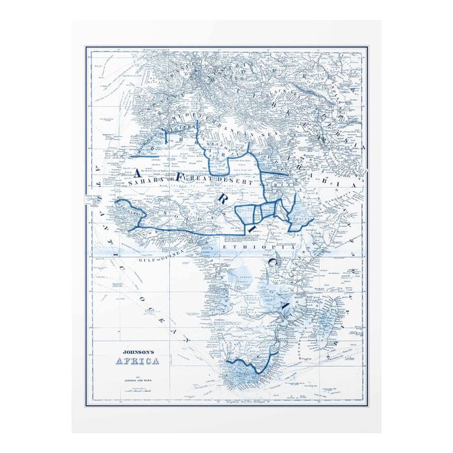 Navy wall art Map In Blue Tones - Africa