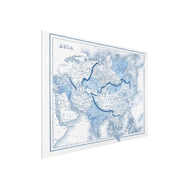 Prints maps Map In Blue Tones - Asia