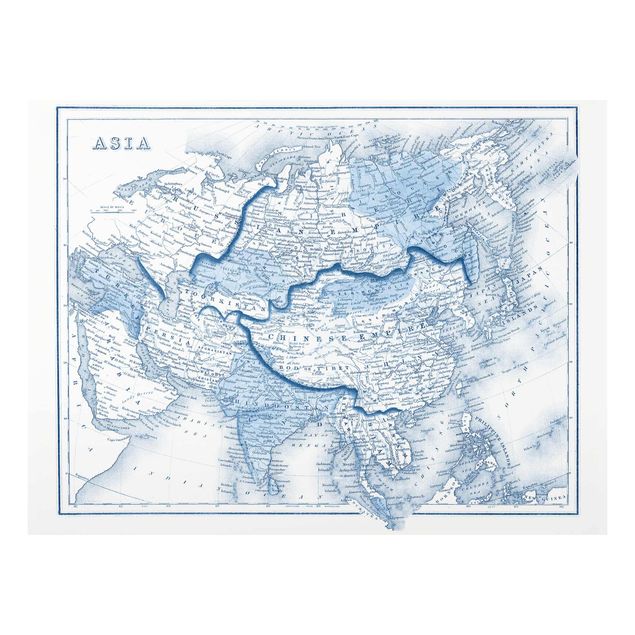 Prints blue Map In Blue Tones - Asia