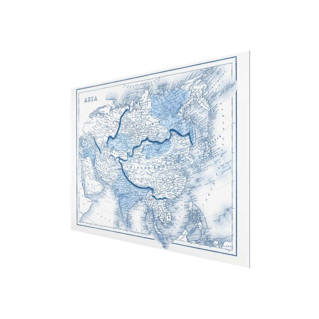 Prints Map In Blue Tones - Asia