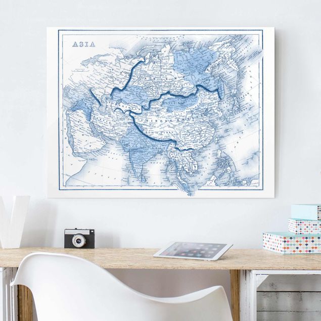 Kitchen Map In Blue Tones - Asia