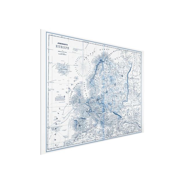 Printable world map Map In Blue Tones - Europe