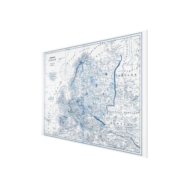 Prints Map In Blue Tones - Europe