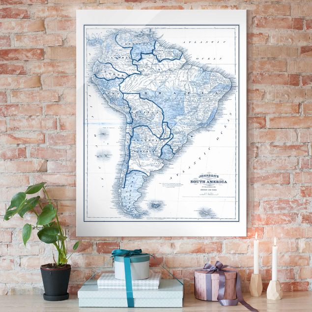 Kitchen Map In Blue Tones - South America