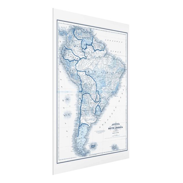 Prints modern Map In Blue Tones - South America