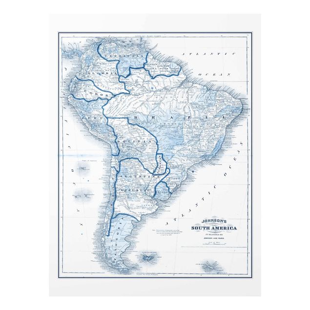 Prints blue Map In Blue Tones - South America