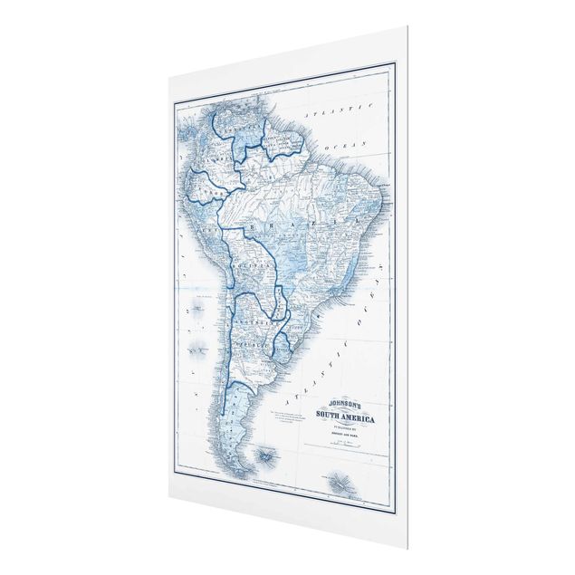 Prints Map In Blue Tones - South America