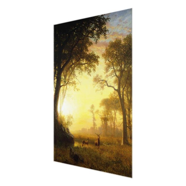 Glass prints landscape Albert Bierstadt - Light in the Forest
