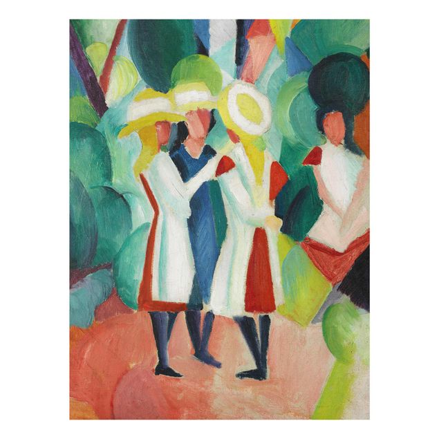 Modern art prints August Macke - Three Girls in yellow Straw Hats