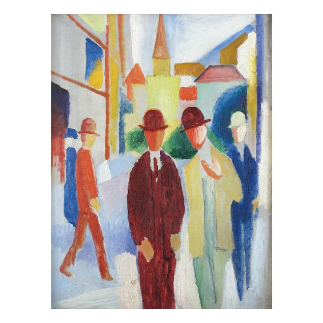 Prints abstract August Macke - Bright Street with People