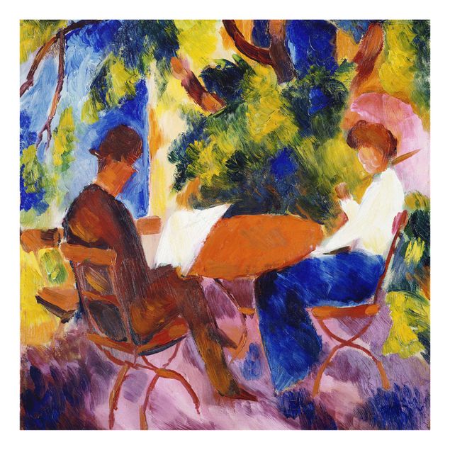 Abstract canvas wall art August Macke - Couple At The Garden Table