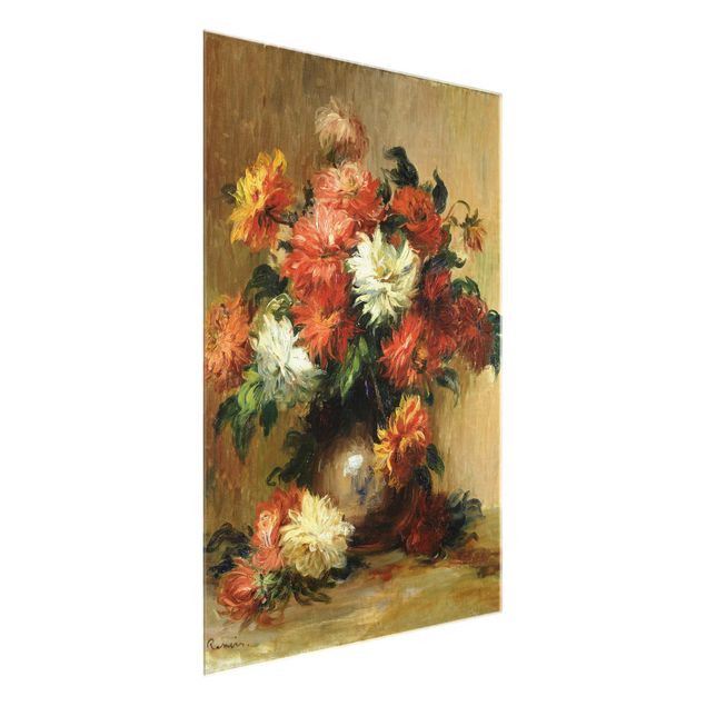 Glass prints flower Auguste Renoir - Still Life with Dahlias