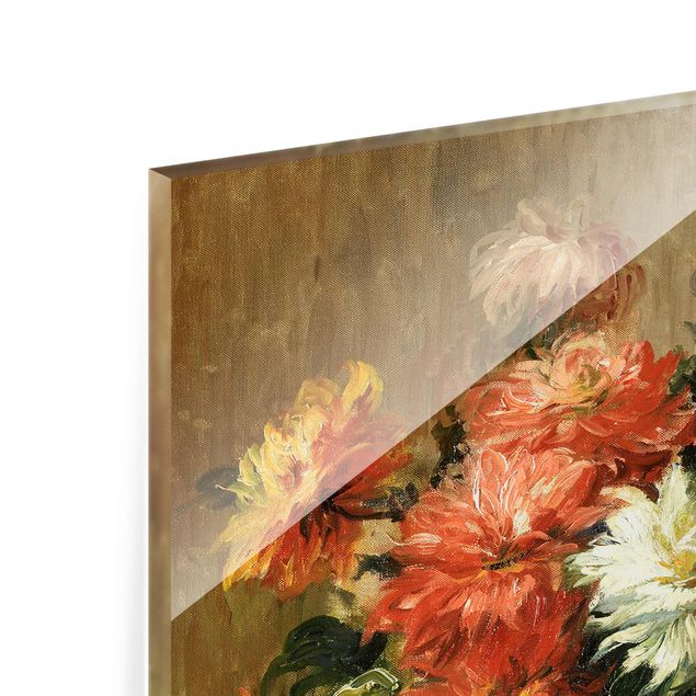 Red canvas wall art Auguste Renoir - Still Life with Dahlias