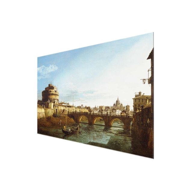 Glass prints architecture and skylines Bernardo Bellotto - View of Rome looking West