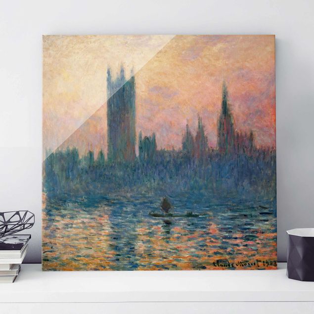Glass prints London Claude Monet - London Sunset