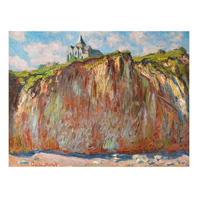 Glass prints landscape Claude Monet - The Church Of Varengeville At Evening Sun