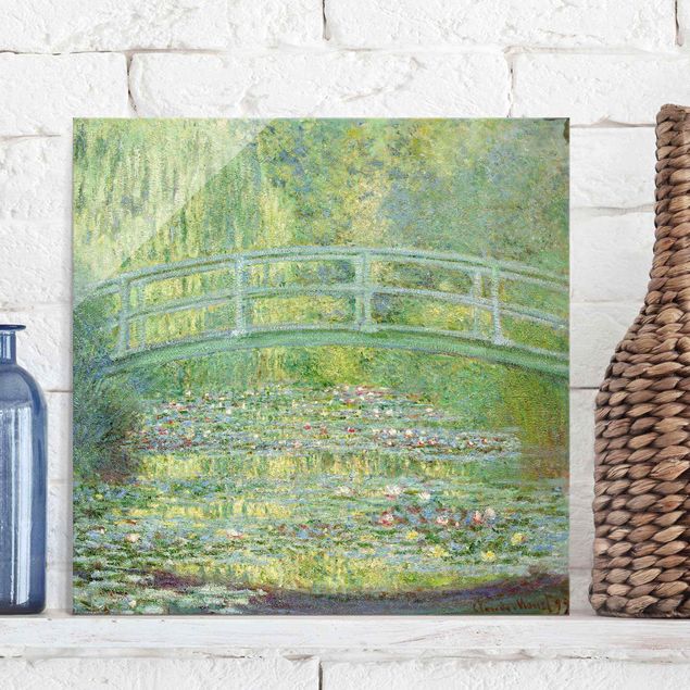 Glass prints rose Claude Monet - Japanese Bridge