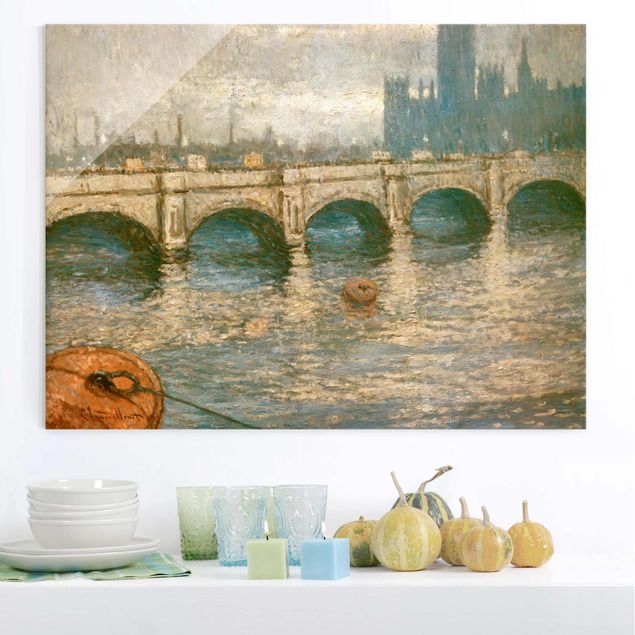 Glass prints London Claude Monet - Thames Bridge And Parliament Building In London