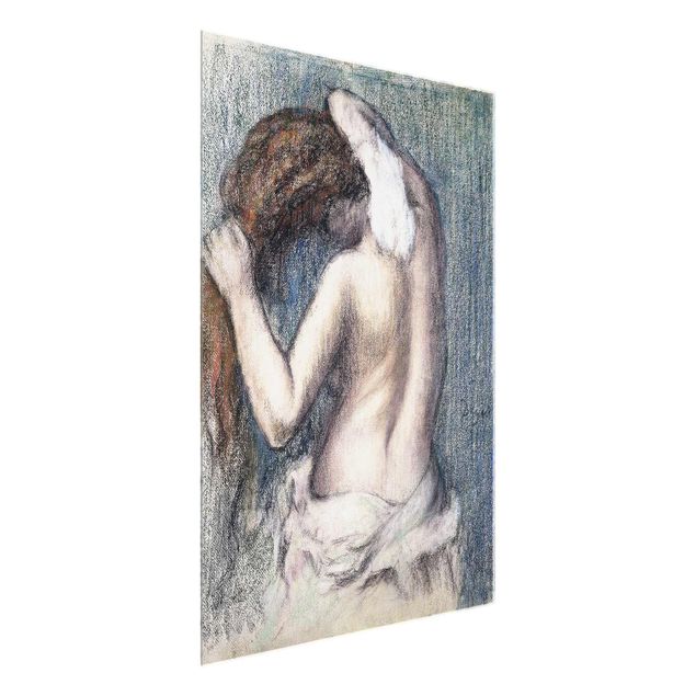 Glass prints nude Edgar Degas - Woman Wiping