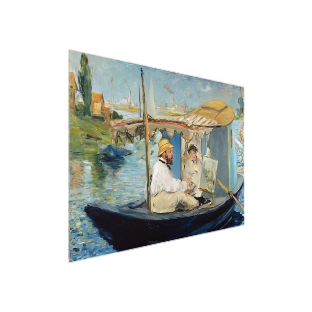 Art prints Edouard Manet - Claude Monet Painting On His Studio Boat