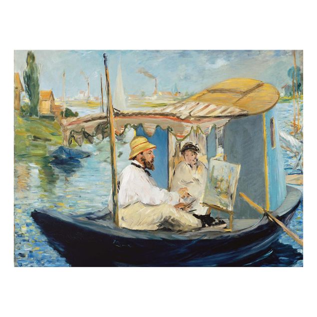 Modern art prints Edouard Manet - Claude Monet Painting On His Studio Boat