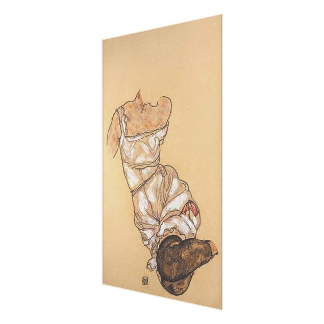 Modern art prints Egon Schiele - Female torso in underwear and black stockings