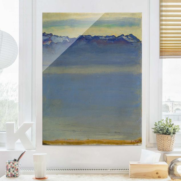 Glass prints mountain Ferdinand Hodler - Lake Geneva with Savoyer Alps