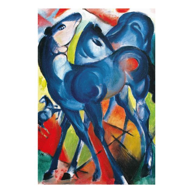 Abstract glass wall art Franz Marc - The Blue Foals