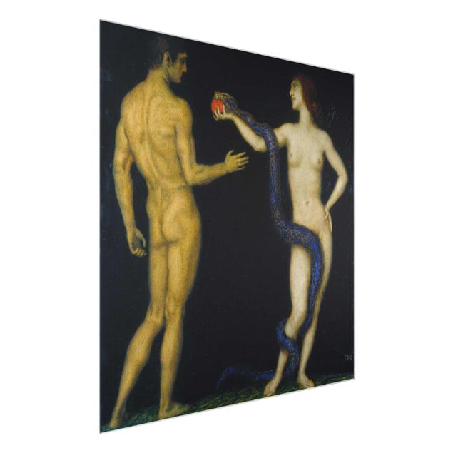 Glass prints nude Franz von Stuck - Adam and Eve