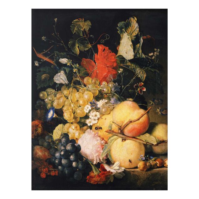 Yellow canvas wall art Jan van Huysum - Fruits, Flowers and Insects