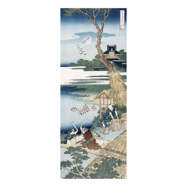 Family canvas wall art Katsushika Hokusai - A Peasant Crossing A Bridge