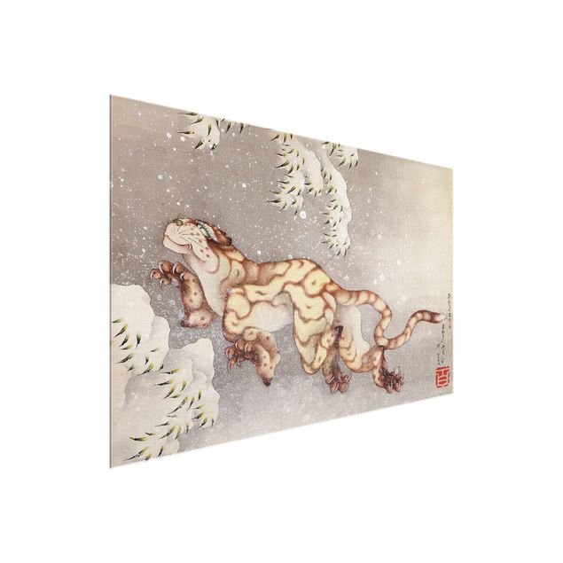 Glass prints pieces Katsushika Hokusai - Tiger in a Snowstorm