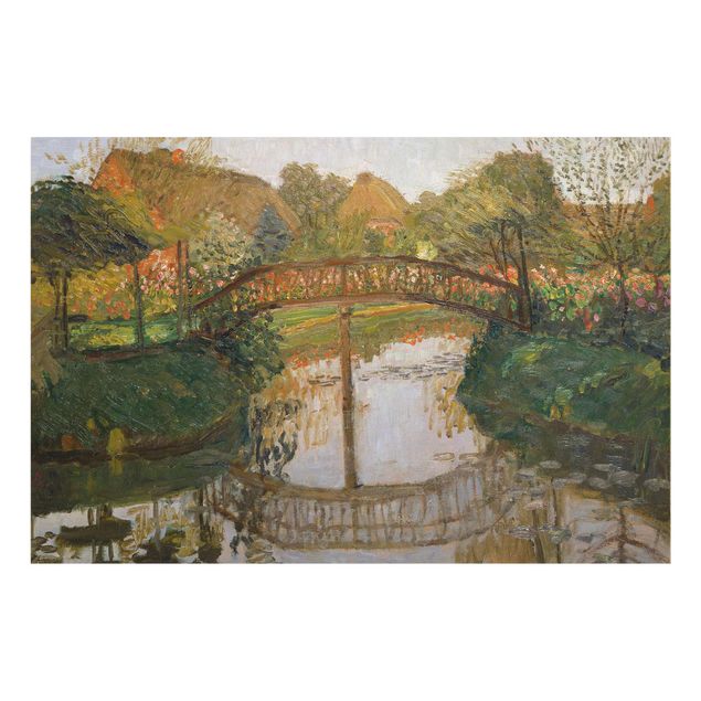 Glass prints landscape Otto Modersohn - Farm Garden with Bridge