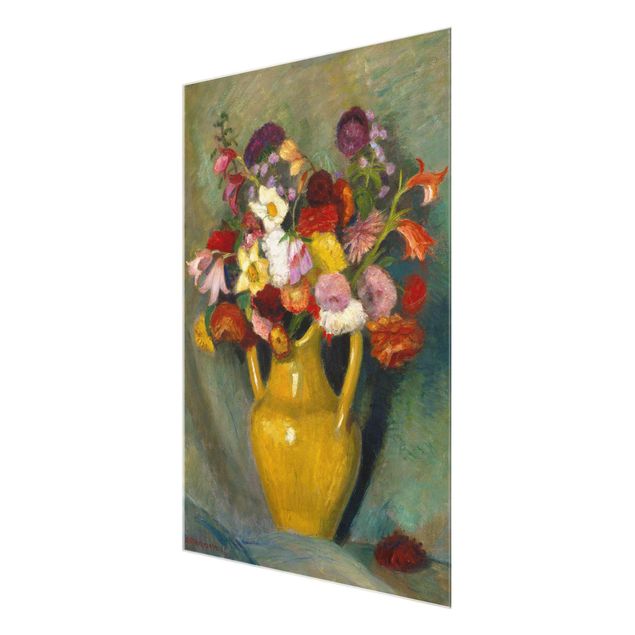 Floral canvas Otto Modersohn - Colourful Bouquet in Yellow Clay Jug